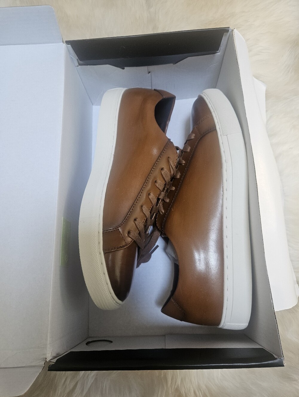 Alfani Men's Leather Low-Top Sneakers in Brown